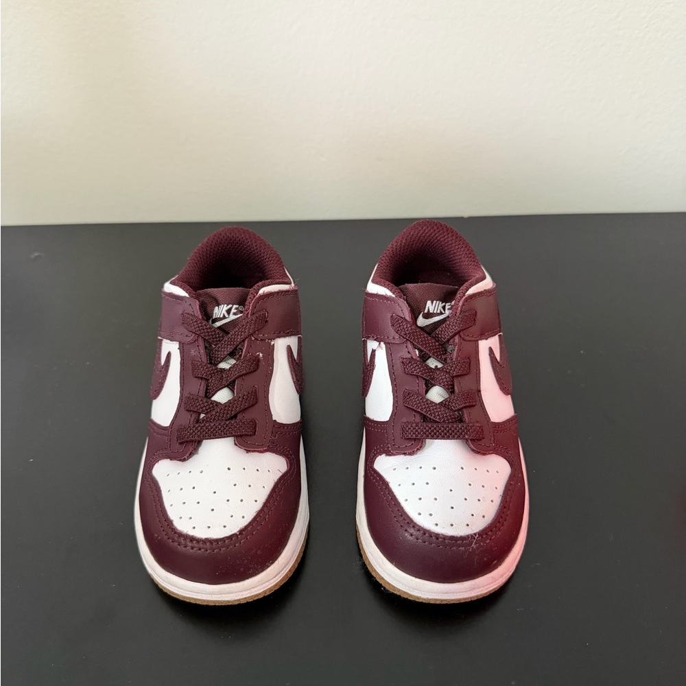 Nike Kids Maroon and White Dunks